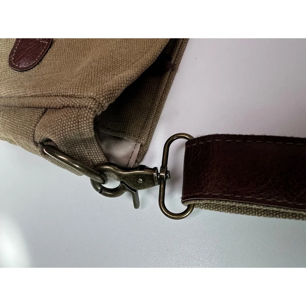 Mountain Rover Crossbody Limited Edition Khaki Canvas Brown Faux Leather Trim‎